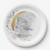 Over de maan floral boho gender neutraal papieren bordje (Voorkant)