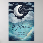 Over de maan galaxy baby shower welkomstbord poster (Voorkant)