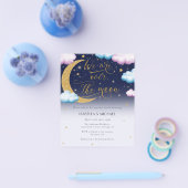 Over de maan Gender Reveal Party Flyer (Enkel)