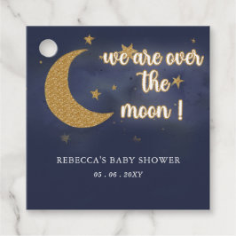 Over de maan Genderneutraal Baby shower Bedankjes Labels