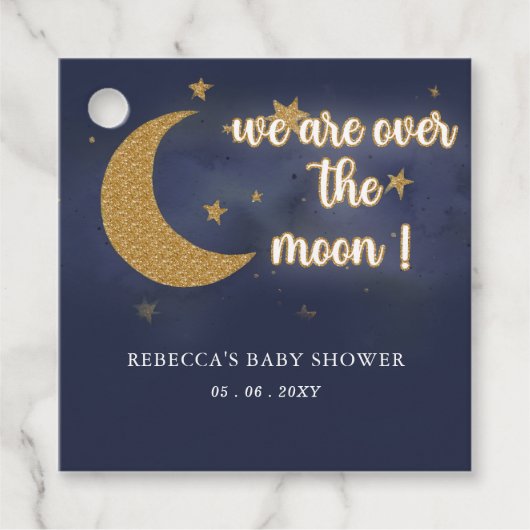 Over de maan Genderneutraal Baby shower Bedankjes Labels (Voorkant)