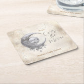 Over de maan Genderneutraal Baby shower Kartonnen Onderzetters (Schuin)