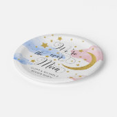 Over de maan Geslacht Onthullen Roze en Blauw Papieren Bordje (Gekanteld)