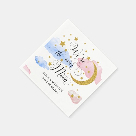 Over de maan Geslacht Onthullen Roze en Blauw Servet (Hoek)