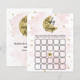 Over de maan | Girls Baby shower Bingo