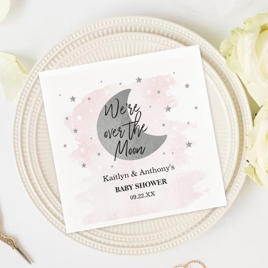 Over de maan | Girls Baby shower Napkins Servet