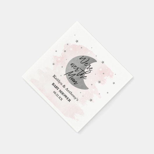 Over de maan | Girls Baby shower Napkins Servet (Hoek)