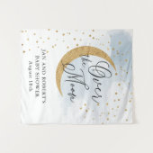 Over de maan, Gold Glitter Blue Baby shower Wandkleed (Voorkant (horizontaal))