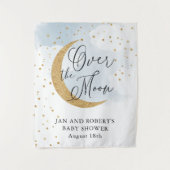 Over de maan, Gold Glitter Blue Baby shower Wandkleed (Voorkant)