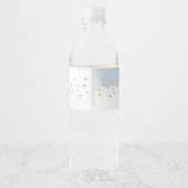 Over de maan, Gold Glitter Blue Baby shower Waterfles Etiket (Achterkant)