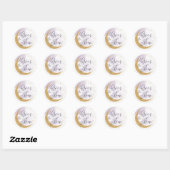 Over de maan, Gold Glitter Paarse Envelope Seal Ronde Sticker (Vel)