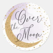 Over de maan, Gold Glitter Paarse Envelope Seal Ronde Sticker (Voorkant)