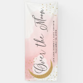 Over de maan, Gold Glitter Pink Baby shower Party Spandoek (Verticaal)