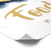 Over de maan Gold Stars Blue Food Poster (Hoek)