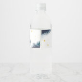 Over de maan Gold Stars Blue Waterfles Etiket (Achterkant)