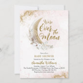 Over de Maan Goud Baby Meisje Douche Foto Kaart (Voorkant)