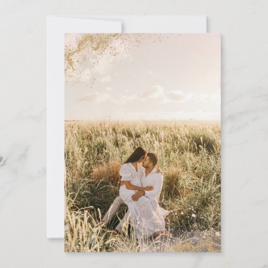 Over de Maan Goud Baby Meisje Douche Foto Kaart (Achterkant)