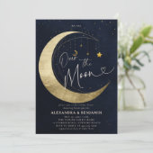 Over de Maan Gouden Halve Maan Code Baby Boy Showe Kaart (Staand voorkant)