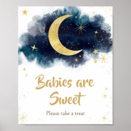 Over de maan Gouden sterren Blauwe baby's zijn zoe Poster