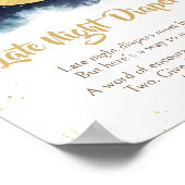 Over de Maan Gouden Sterren Blauwe Late Night Luie Poster (Hoek)