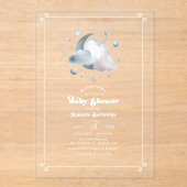 Over de Maan Hemel Baby shower Acryl Uitnodigingen (Voorkant)