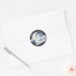 Over de Maan Hemels Baby Shower Ronde Sticker