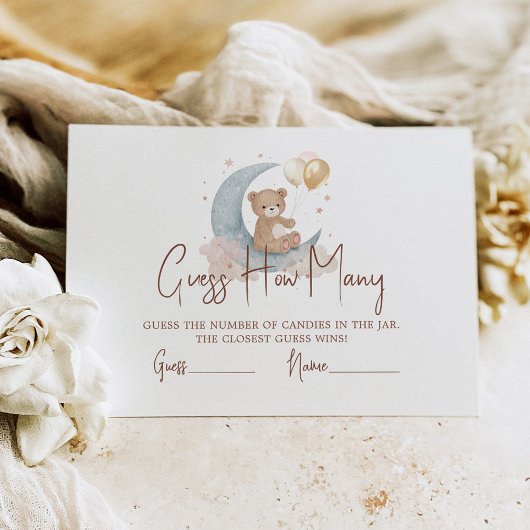 Over de maan hoeveel Snoepjes Baby shower Informatiekaartje