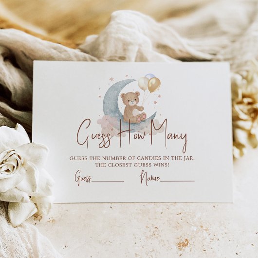 Over de maan hoeveel Snoepjes Baby shower Informatiekaartje