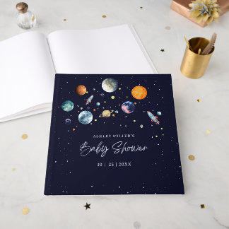 Over De Maan Jongens Baby Shower Feestje Ruimte St Gastenboek