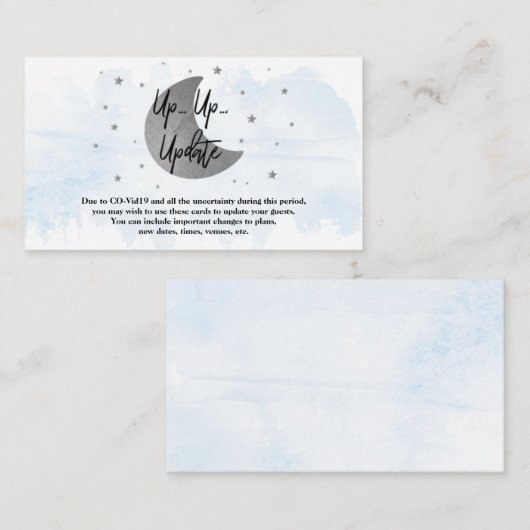 Over de maan | Jongens Baby shower Update Kaarten (Voorkant / Achterkant)