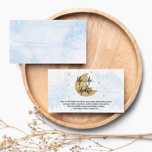 Over de maan | Jongens Baby shower Update Kaarten