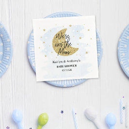 Over de maan | Jongens Baby showers servetten