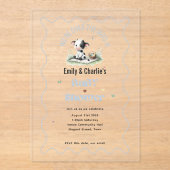 Over de maan! Jongens Kids Verjaardag Boerderij Ko Acryl Uitnodigingen (Voorkant)