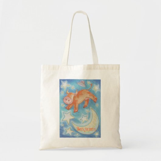 Over de maan 'Jouw naam canvas tas' Tote Bag (Voorkant)
