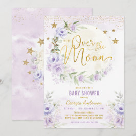Over de maan | Lavender Gold Girl-Baby shower Kaart