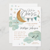 "Over de maan" maan en sterren baby shower Kaart (Voorkant / Achterkant)