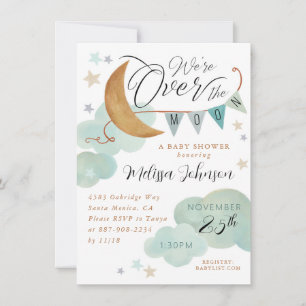 "Over de maan" maan en sterren baby shower Kaart