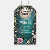 Over de Maan Maanlichte Nacht Roze Bloemen Baby Me Cadeaulabel (Voorkant)