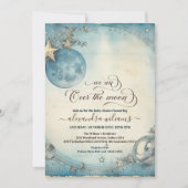 Over de Maan Marine Blauwe Baby Jongen Douche Kaart (Voorkant)