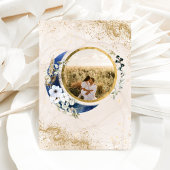 Over de Maan Marine Blauwe Foto Baby Jongen Douche Kaart