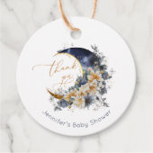 Over de maan marine gouden folie dank u bedankjes labels (Voorkant)