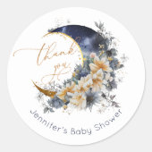 Over de maan marine gouden folie dank u ronde sticker (Voorkant)