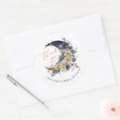 Over de maan marine gouden folie dank u ronde sticker (Envelop)