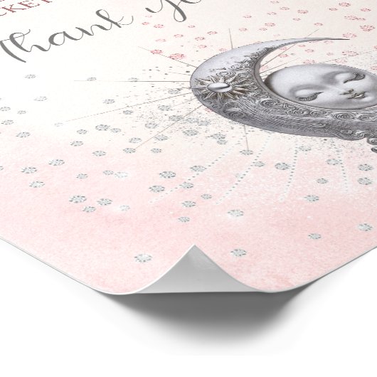 Over de Maan Meisje Baby shower Luier Raffle Sign Poster (Hoek)