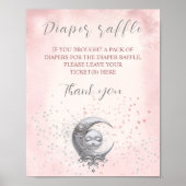 Over de Maan Meisje Baby shower Luier Raffle Sign Poster (Voorkant)
