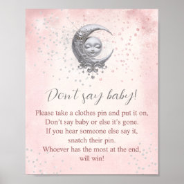 Over de Maan Meisje Baby shower Zeg niet Baby spel Poster