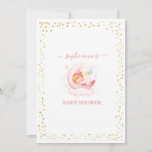 Over de Maan Meisje Calligrafie Baby Shower Kaart (Achterkant)