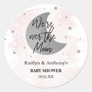Over de maan   Meisjes Baby shower Classic Round S Ronde Sticker