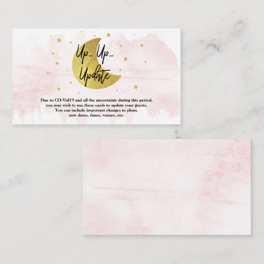 Over de maan | Meisjes Baby shower Update Kaarten (Voorkant / Achterkant)