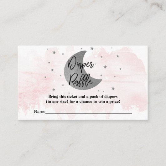 Over de maan | MeisjesBaby shower Diaper Raffle Informatiekaartje (Voorkant)